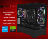 ZeroLag Gaming PC Intel i5 14th Gen, Nvidia RTX 5060, 32GB DDR4 RAM, 1TB NVMe SSD.
