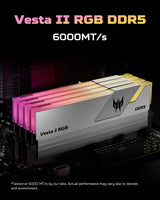 Acer Predator Vesta II DDR5 Up to 6000MHz 32GB (16GBx2) RGB RAM CL36 Intel XMP 3.0 AMD EXPO Compatible Computer Memory PC5-48000 Silver